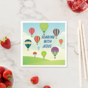 Farbenfrohe Heißluftballons Kinder Party Serviette