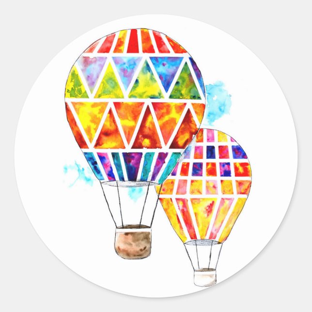 Farbenfrohe Heißluftballons Runder Aufkleber (Vorderseite)