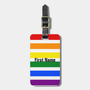 Farbenfrohe, helle Happy Rainbow Stripes Gepäckanhänger