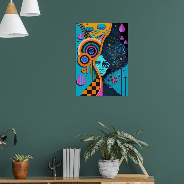 Farbenfrohe Helle Psychedelic Abstrakt Wall Print Poster (Wohnzimmer 1)