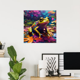 Farbenfrohe helle Psychedelic Frosch Wand drucken Poster
