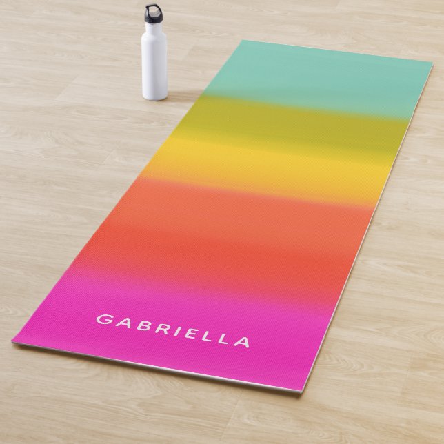 Farbenfrohe, helle Regenbogenstreifen Name Yogamatte (Beispiel)