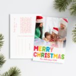 Farbenfrohe helle Weihnachten Vertikales Foto<br><div class="desc">Genießen Sie die Freude und die Magie der Urlaubssaison mit dieser einzigartigen und festlichen, bunten, fröhlichen Weihnachts-Weihnachtspostkarte aus dem Foto. Das einfache, aber lustige Design zeichnet sich durch eine Rot-, Grün-, Gelb-, Blau-, Orange- und Rosa-Farbpalette aus, die eine lebhafte und fröhliche Atmosphäre schafft. Die kreative und minimalistische Herangehensweise mit fett...</div>