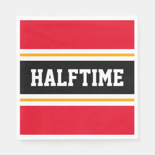 Farbenfrohe, hellrote, gelbe schwarze HALFTIME Str Serviette