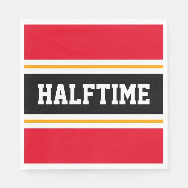 Farbenfrohe, hellrote, gelbe schwarze HALFTIME Str Serviette (Vorderseite)