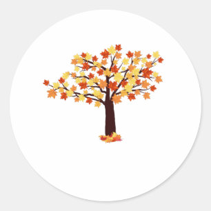 Farbenfrohe Herbstbaum-orangefarbene Blätter falle Runder Aufkleber