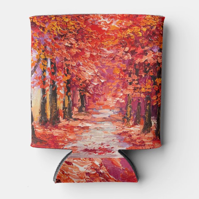 Farbenfrohe Herbstbäume, impressionistische Ölmale Dosenkühler (Vorderseite)