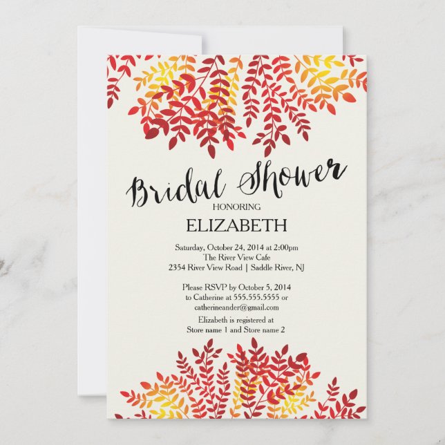 Farbenfrohe Herbstbelästigung Bridal Dusche Einlad Einladung (Vorderseite)