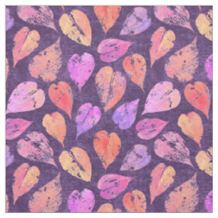 Farbenfrohe Herbstblätter auf violettem Muster Stoff