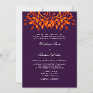 Farbenfrohe Herbstblätter-Monogramm-Hochzeitseinla Einladung
