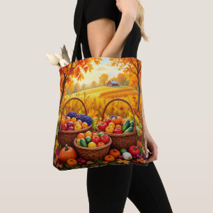 Farbenfrohe Herbsternte Körbe Tasche