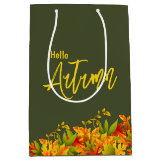 Farbenfrohe Herbstfallen Blätter Geschenktasche Mittlere Geschenktüte