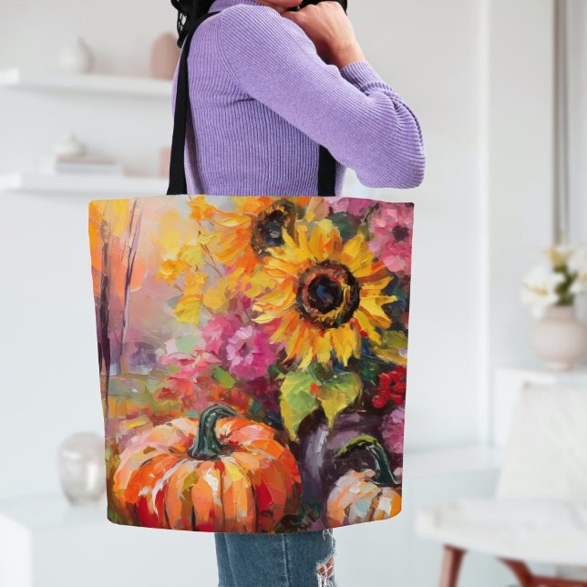 Farbenfrohe Herbstflorale und Pumpkins Tasche (Von Creator hochgeladen)
