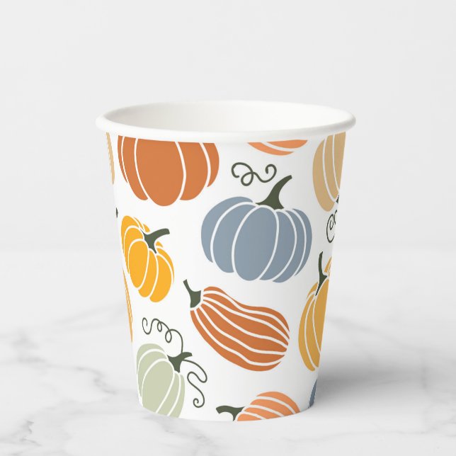 Farbenfrohe Herbstkuppeln Muster Pappbecher (Vorderseite)