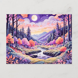 Farbenfrohe Herbstlandschaft mit Strom unter Monli Postkarte