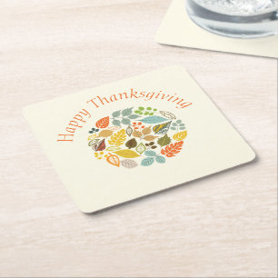 Farbenfrohe Herbstlaub Glückwunsch Thanksgiving Rechteckiger Pappuntersetzer