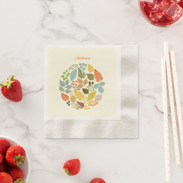 Farbenfrohe Herbstlaube Herbstferien Erntedank Serviette (Beispiel)
