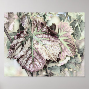 Farbenfrohe Herbstlaube mit zeichnend Herbstfarben Poster