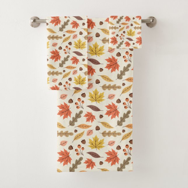 Farbenfrohe Herbstleaf-Fallmuster Badhandtuch Set (Insitu)