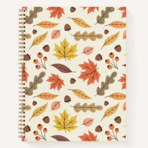 Farbenfrohe Herbstleaf-Fallmuster Notizbuch
