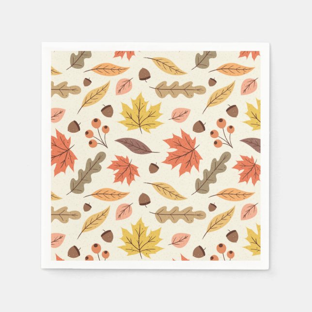 Farbenfrohe Herbstleaf-Fallmuster Serviette (Vorderseite)