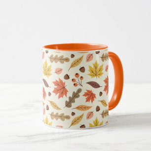 Farbenfrohe Herbstleaf-Fallmuster Tasse