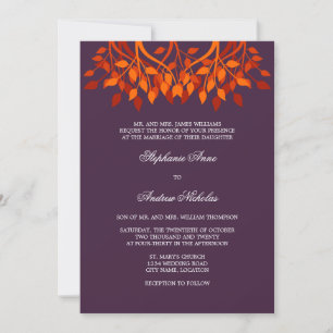 Farbenfrohe Herbstleaves Monogramm Einladung zur H