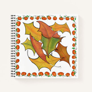 Farbenfrohe Herbstleaves Pumpkins Sketch Notizbuch