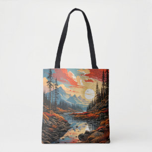 Farbenfrohe herbstliche Landschaftsillustration Tasche