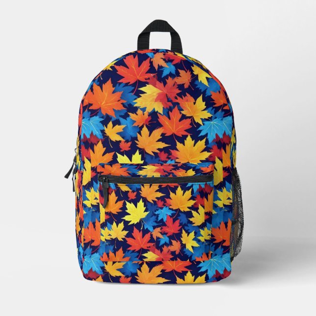 Farbenfrohe Herbstüberreste im dunkelblauen Hinter Bedruckter Rucksack (Vorderseite)