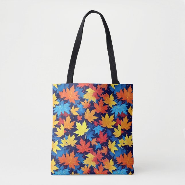Farbenfrohe Herbstüberreste im dunkelblauen Hinter Tasche (Vorderseite)