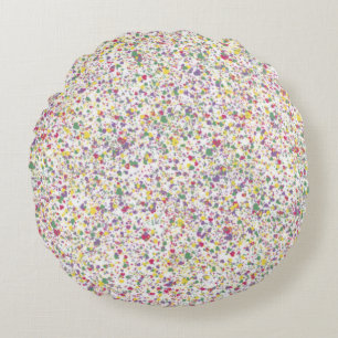 Farbenfrohe Herden Spritzer Paint, gesprenkelt Rundes Kissen