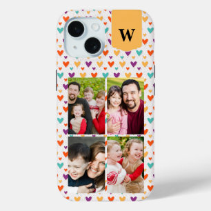 Farbenfrohe Herz-Custom Monogram 4-Fotos Case-Mate iPhone Hülle