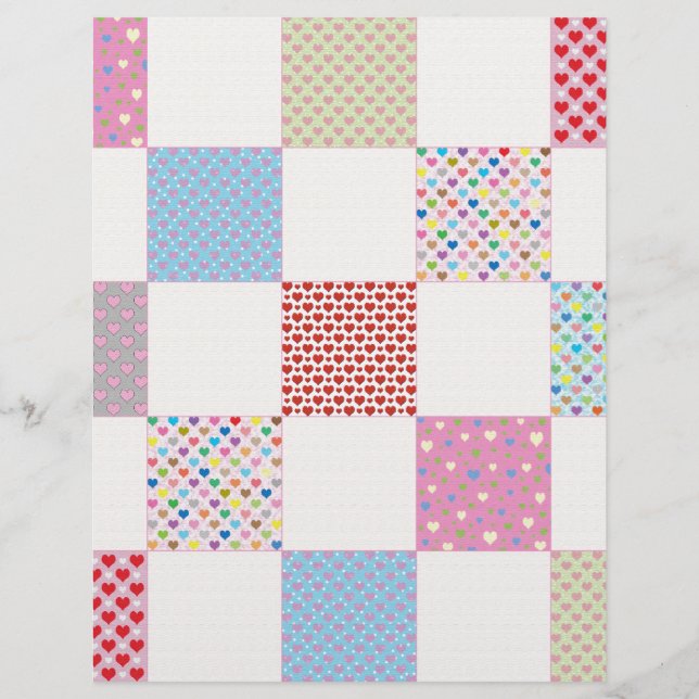 Farbenfrohe Herz-Quilt-Muster (Vorderseite)