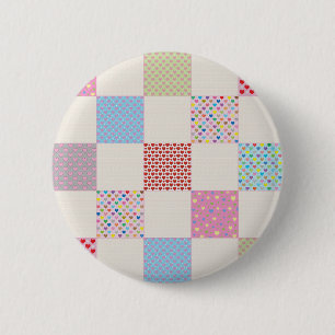 Farbenfrohe Herz-Quilt-Muster Button