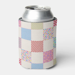 Farbenfrohe Herz-Quilt-Muster Dosenkühler
