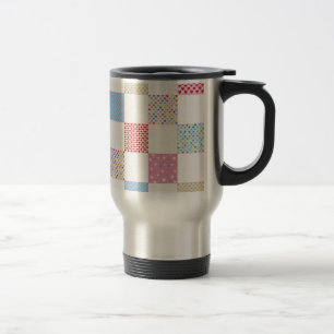 Farbenfrohe Herz-Quilt-Muster Reisebecher