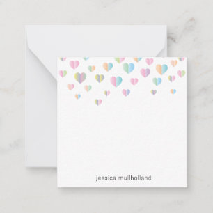 Farbenfrohe Herz-Spekulationen Note Card Design Mitteilungskarte