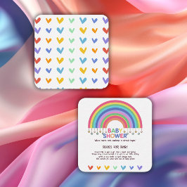 Farbenfrohe Herz trifft Retro Rainbow Baby Dusche Begleitkarte