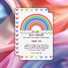Farbenfrohe Herz trifft Retro Rainbow Baby Dusche Dankeskarte