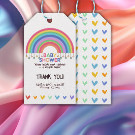 Farbenfrohe Herz trifft Retro Rainbow Baby Dusche Geschenkanhänger