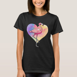 Farbenfrohe Herzchen Rosa Flamingo Bird T-Shirt