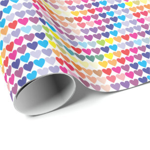 Farbenfrohe Herzdesign Geschenkpapier
