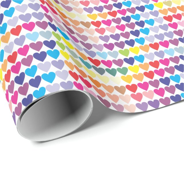 Farbenfrohe Herzdesign Geschenkpapier (Rolleneckpunkt)