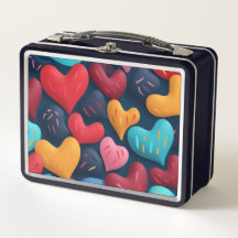 Farbenfrohe Herzen auf dunklem Hintergrund