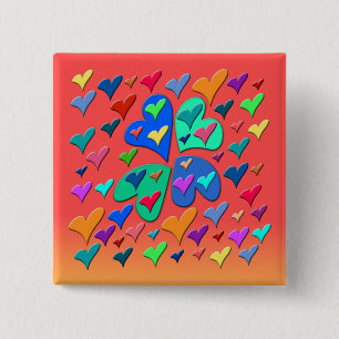 Farbenfrohe Herzen Button