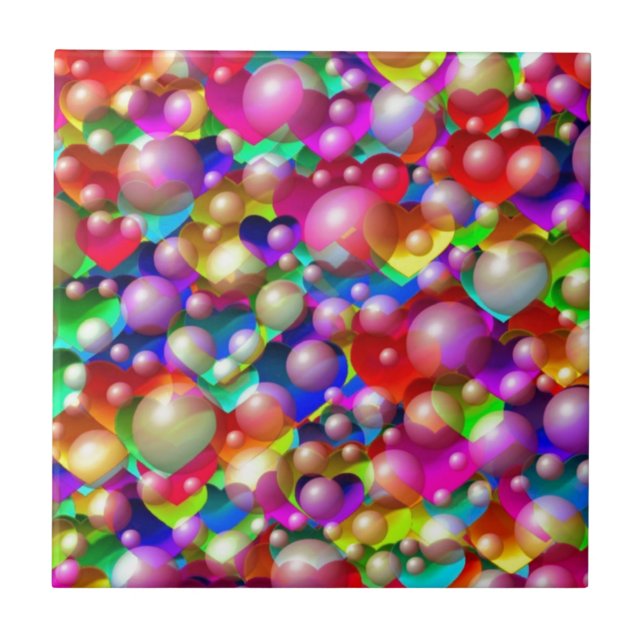 Farbenfrohe Herzen Fliese (Vorderseite)