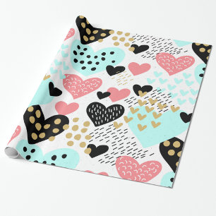 Farbenfrohe Herzen Geschenkpapier