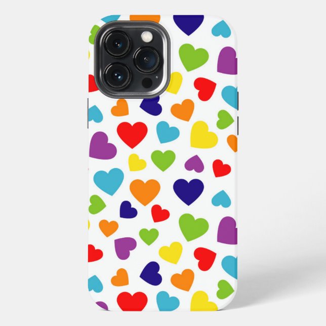 Farbenfrohe Herzen iPhone 13 Pro Max Hülle (Rückseite)