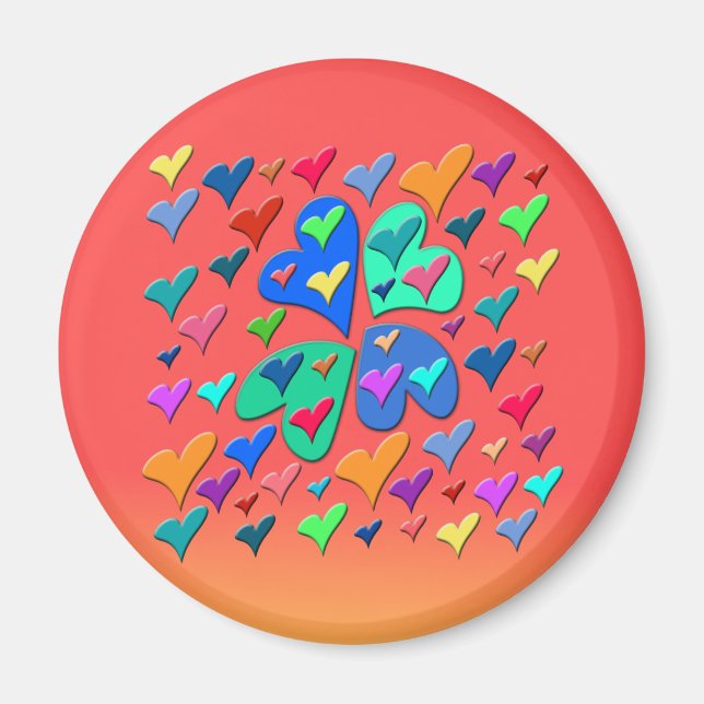 Farbenfrohe Herzen Magnet (Vorne)